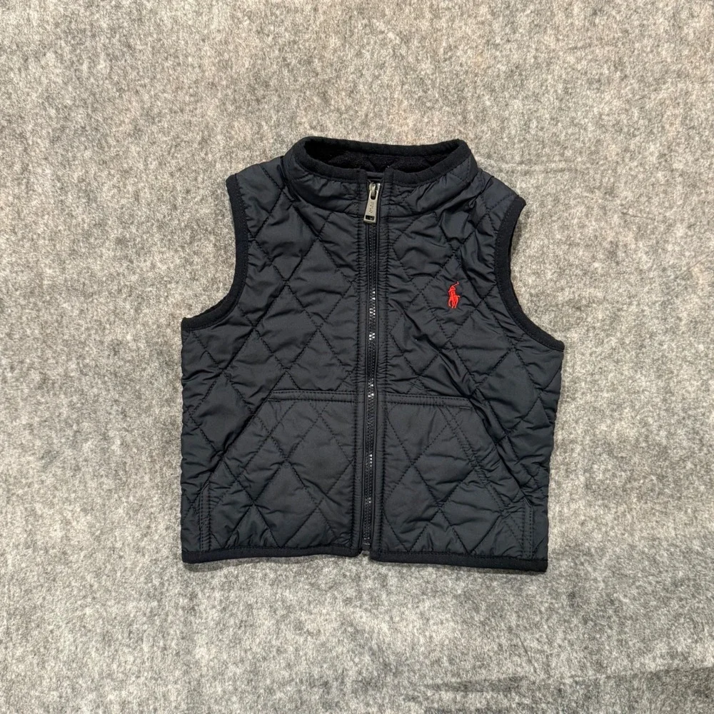 Ralph Lauren Kids Navy Blue Quilted‎ Zip Up Vest 12M